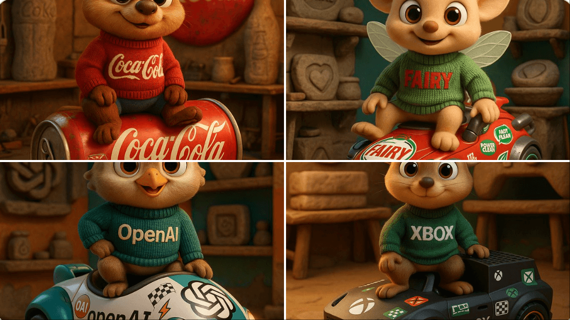 Personagem 3D de animal de desenho animado da marca