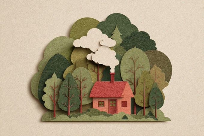 Layered Paper-Cut Illustration