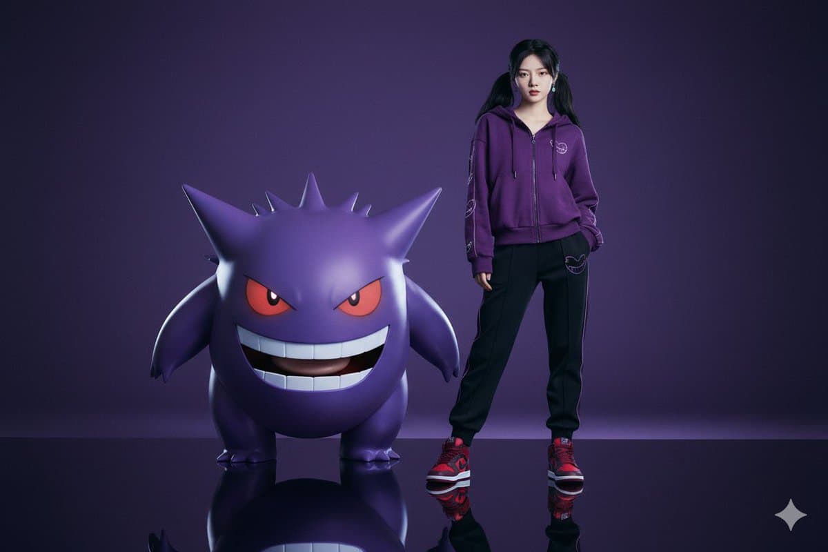 People and the giant Gengar