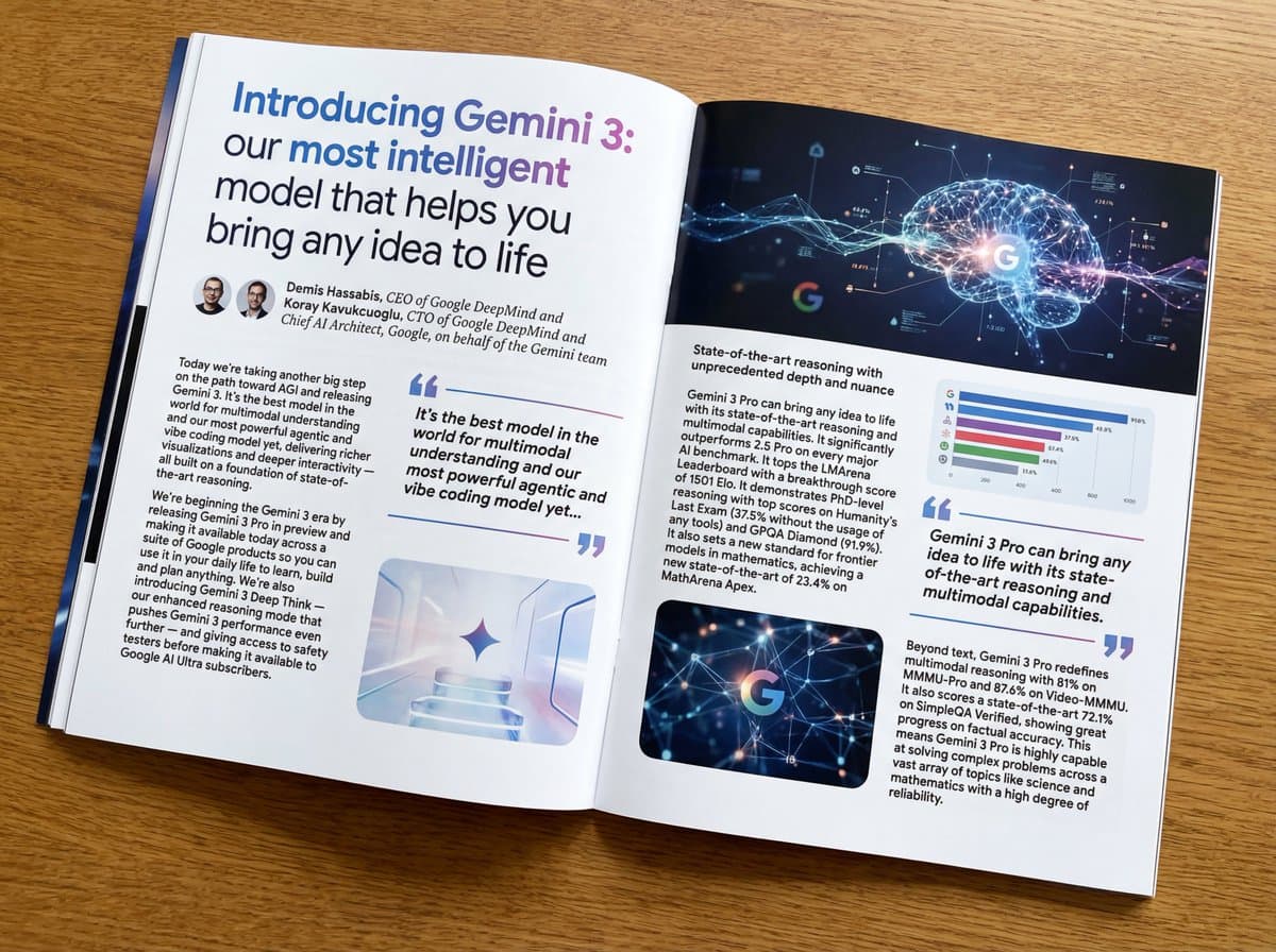 Photos of text-generated, beautifully designed magazine articles