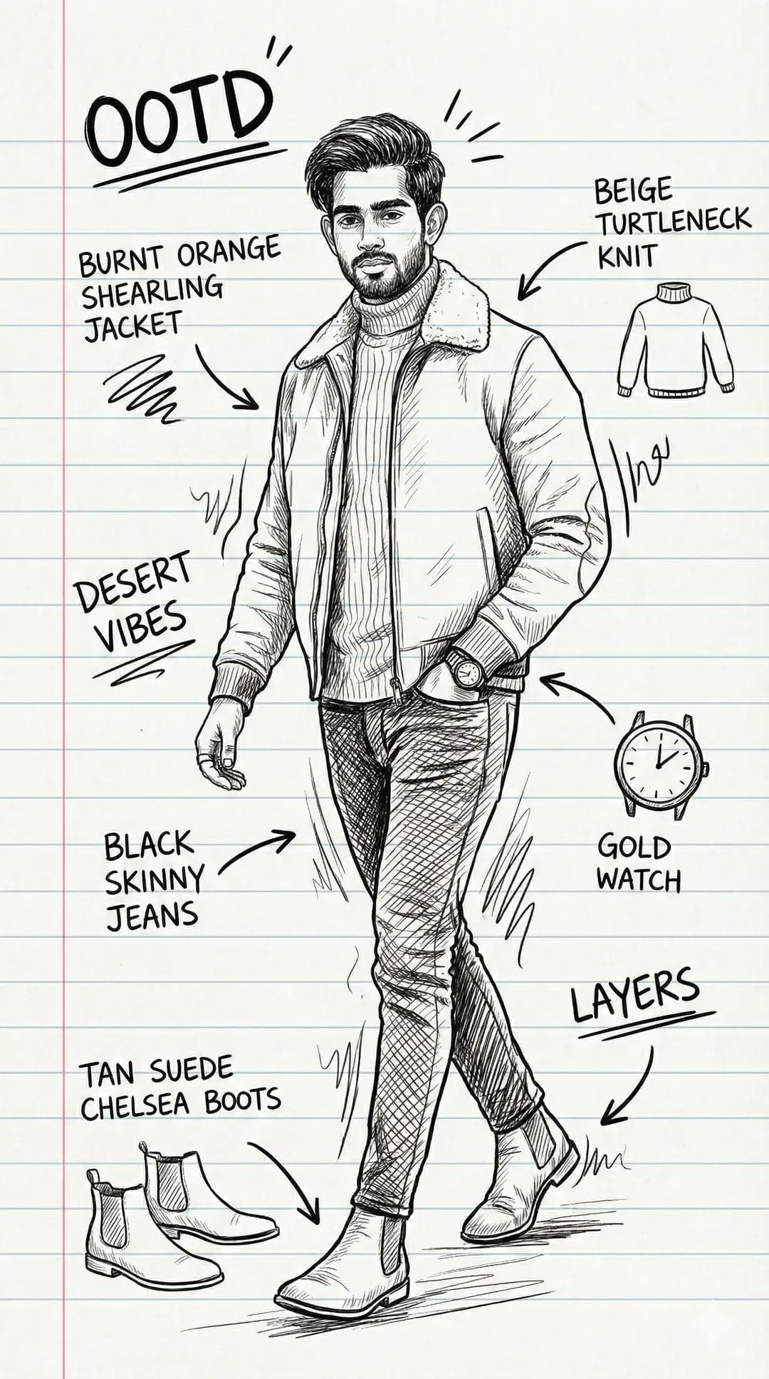 OOTD Hand-drawn Doodle Deconstruction