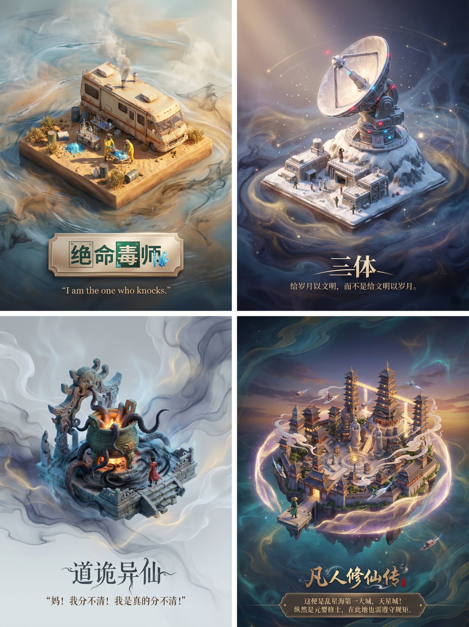 Generate scene posters for any TV series, movie, or novel.